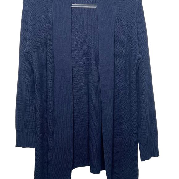 LOFT Outlet Ribbed Open Cardigan Sweater Classic Fit Navy Blue Sz Medium Petite - Picture 5 of 8